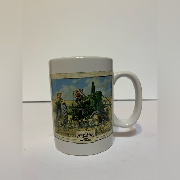 John Deere Other - John Deere Green and White Mug with Tractor Scene